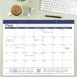 Mead® Basic Academic 2026-2027 Monthly Desk Pad Calendar, Standard, 21 3/4