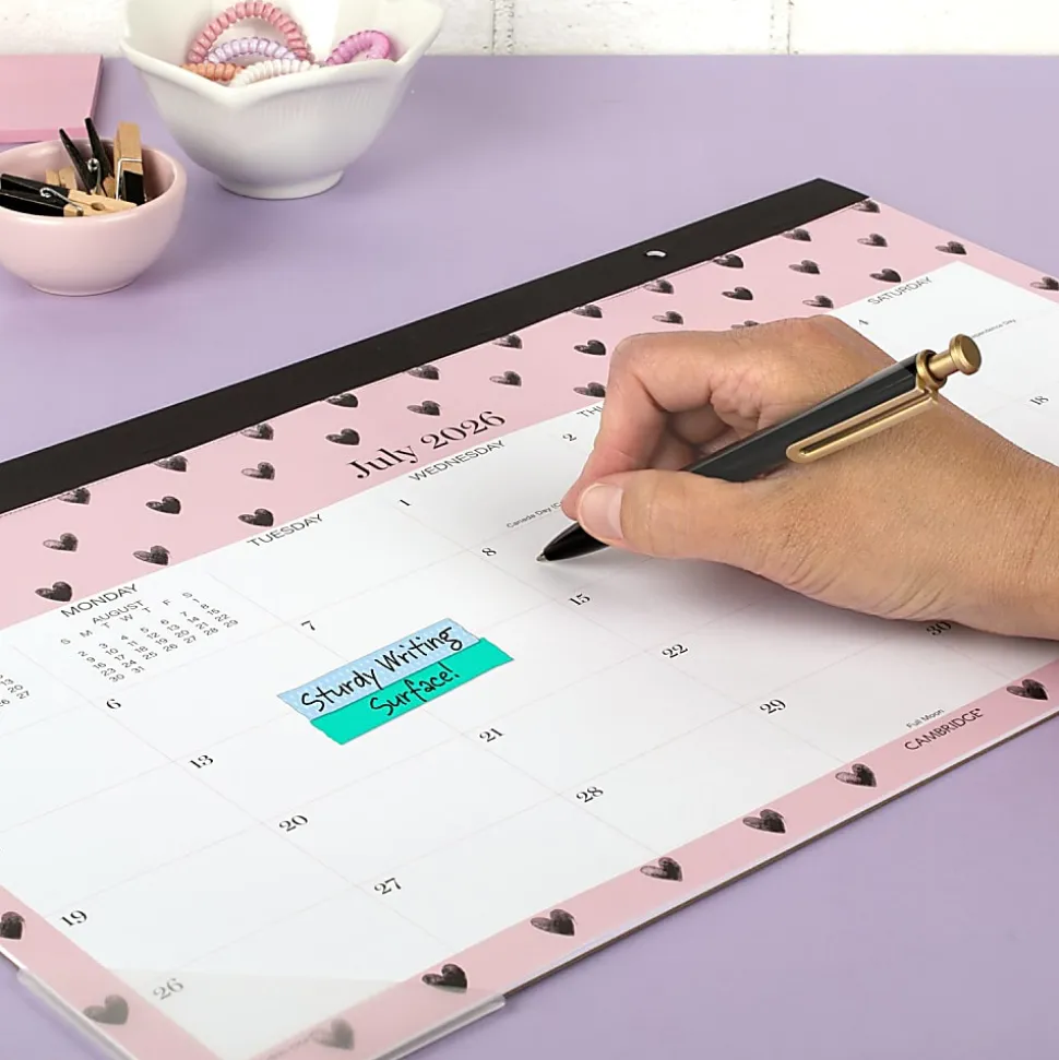 Mead Cambridge® Cherish Academic 2026-2027 Monthly Desk Pad Calendar, Compact, 11" x 17 3/4"