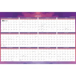 Mead Cambridge® Filbert 2026-2027 Erasable Wall Calendar, Reversible Academic Year/Regular Year, Large, 24