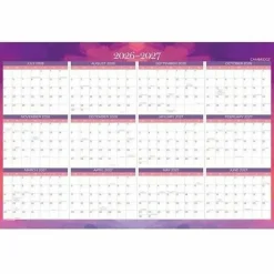 Mead Cambridge® Filbert 2026-2027 Erasable Wall Calendar, Reversible Academic Year/Regular Year, Large, 24