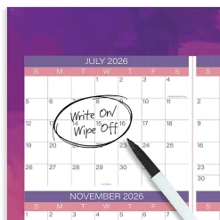 Mead Cambridge® Filbert 2026-2027 Erasable Wall Calendar, Reversible Academic Year/Regular Year, Large, 24