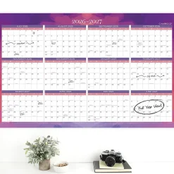 Mead Cambridge® Filbert 2026-2027 Erasable Wall Calendar, Reversible Academic Year/Regular Year, Large, 24
