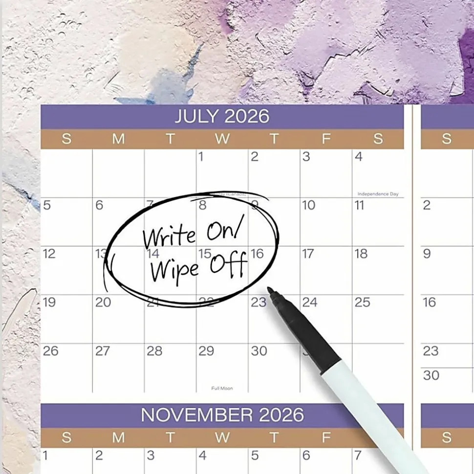 Mead Cambridge® Susan 2026-2027 Erasable Wall Calendar, Reversible Academic Year/Regular Year, Extra Large, 24" x 36"