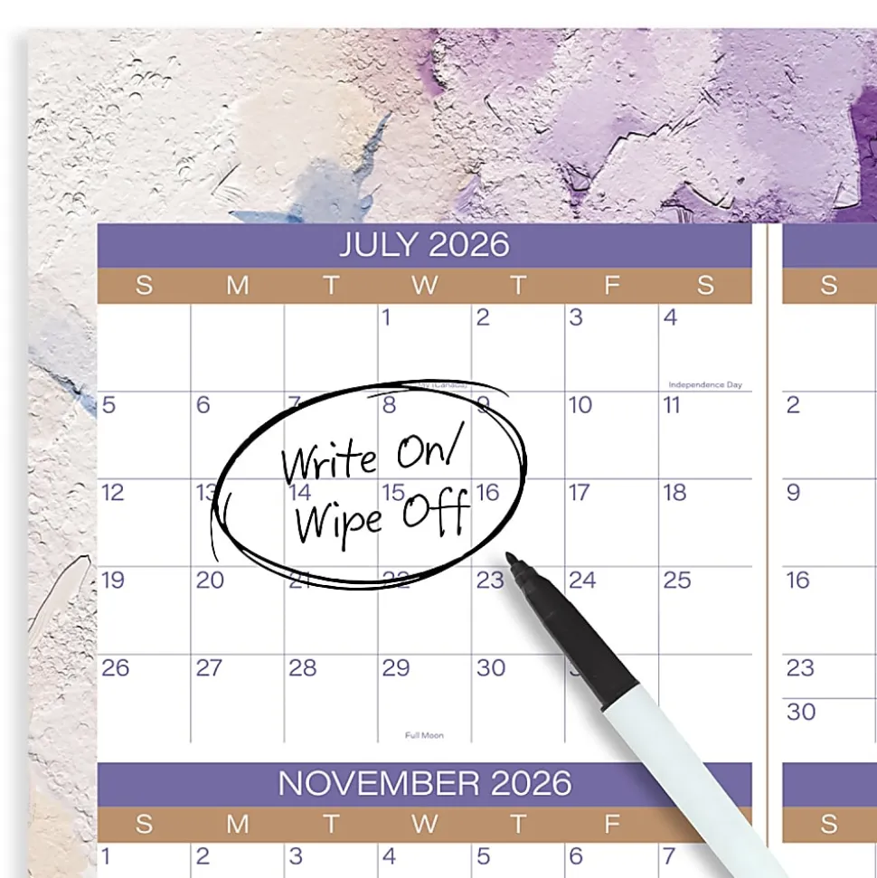 Mead Cambridge® Susan 2026-2027 Erasable Wall Calendar, Reversible Academic Year/Regular Year, Extra Large, 24" x 36"