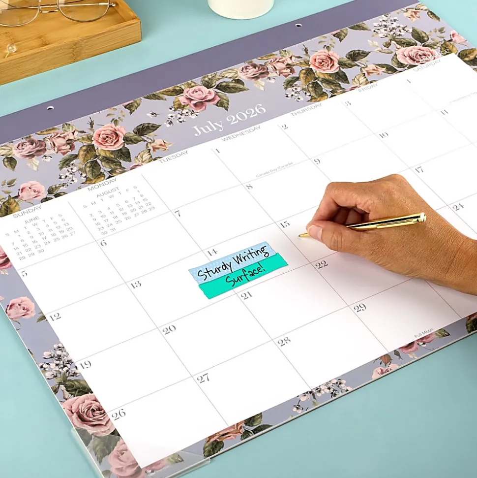 Mead Cambridge® Tea Rose Academic 2026-2027 Monthly Desk Pad Calendar, Standard, 17" x 21 3/4"