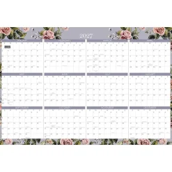 Mead Cambridge® Tea Rose 2026-2027 Erasable Wall Calendar, Reversible Academic Year/Regular Year, Large, 24" x 36"