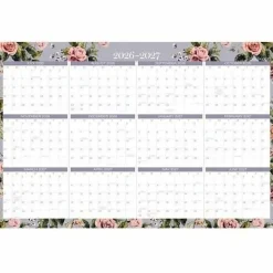 Mead Cambridge® Tea Rose 2026-2027 Erasable Wall Calendar, Reversible Academic Year/Regular Year, Large, 24