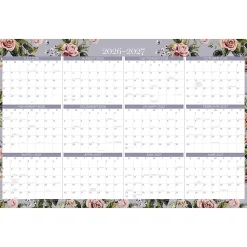 Mead Cambridge® Tea Rose 2026-2027 Erasable Wall Calendar, Reversible Academic Year/Regular Year, Large, 24