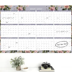 Mead Cambridge® Tea Rose 2026-2027 Erasable Wall Calendar, Reversible Academic Year/Regular Year, Large, 24