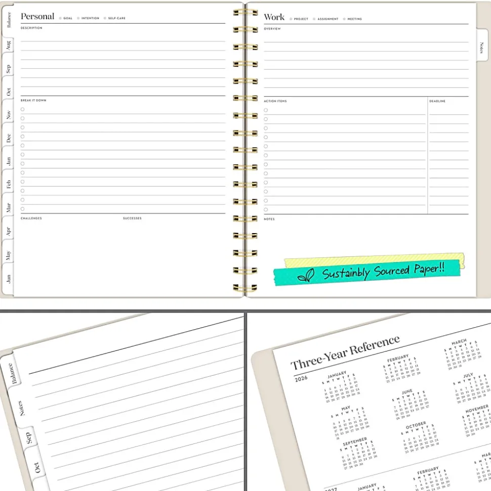 Mead Cambridge® WorkStyle® Balance Academic 2026-2027 Weekly Monthly Planner, Champagne, Medium, 7" x 8 3/4"