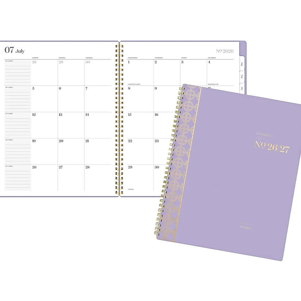 Mead Cambridge® WorkStyle® Classic Academic 2026-2027 Monthly Planner, Misty Lavender, Large, 8 1/2" x 11"