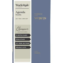 Mead Cambridge® WorkStyle® Classic Academic 2026-2028 Two Year Monthly Planner, Steel Blue, Pocket, 3 1/2
