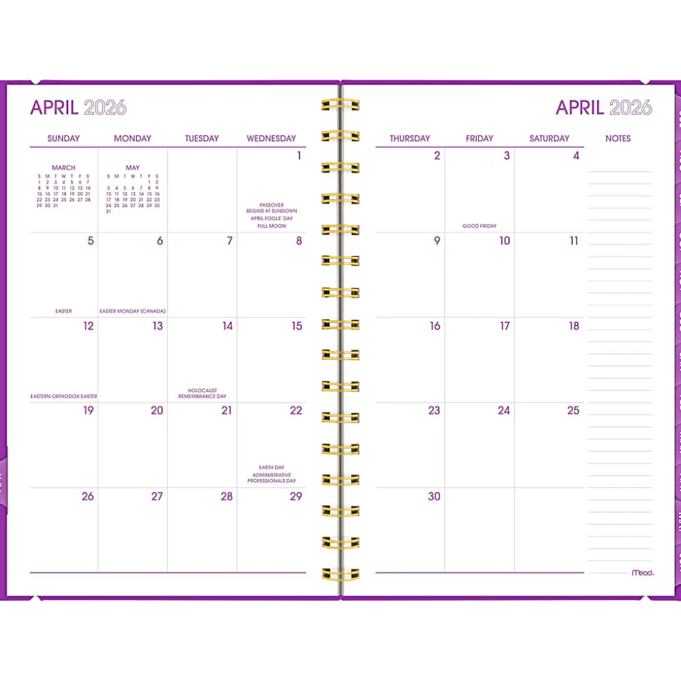 Mead® Color Pop Academic 2026-2027 Weekly Monthly Planner, Fuchsia, Small, 5 1/2" x 8 1/2"
