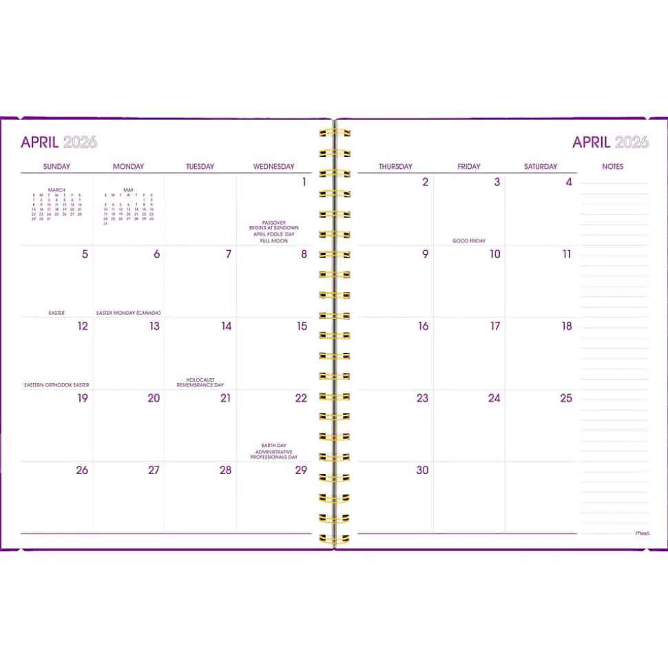 Mead® Color Pop Academic 2026-2027 Weekly Monthly Planner, Fuchsia, Large, 8 1/2" x 11"