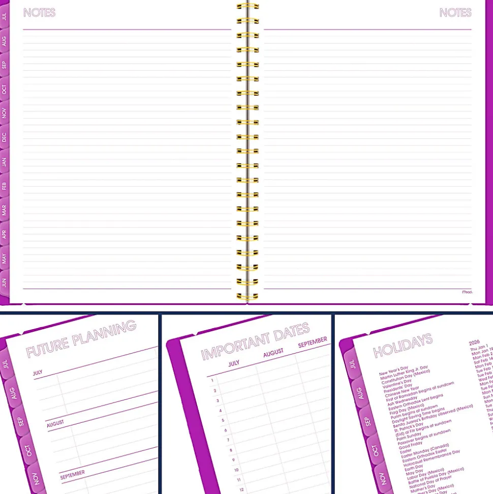 Mead® Color Pop Academic 2026-2027 Weekly Monthly Planner, Fuchsia, Large, 8 1/2" x 11"
