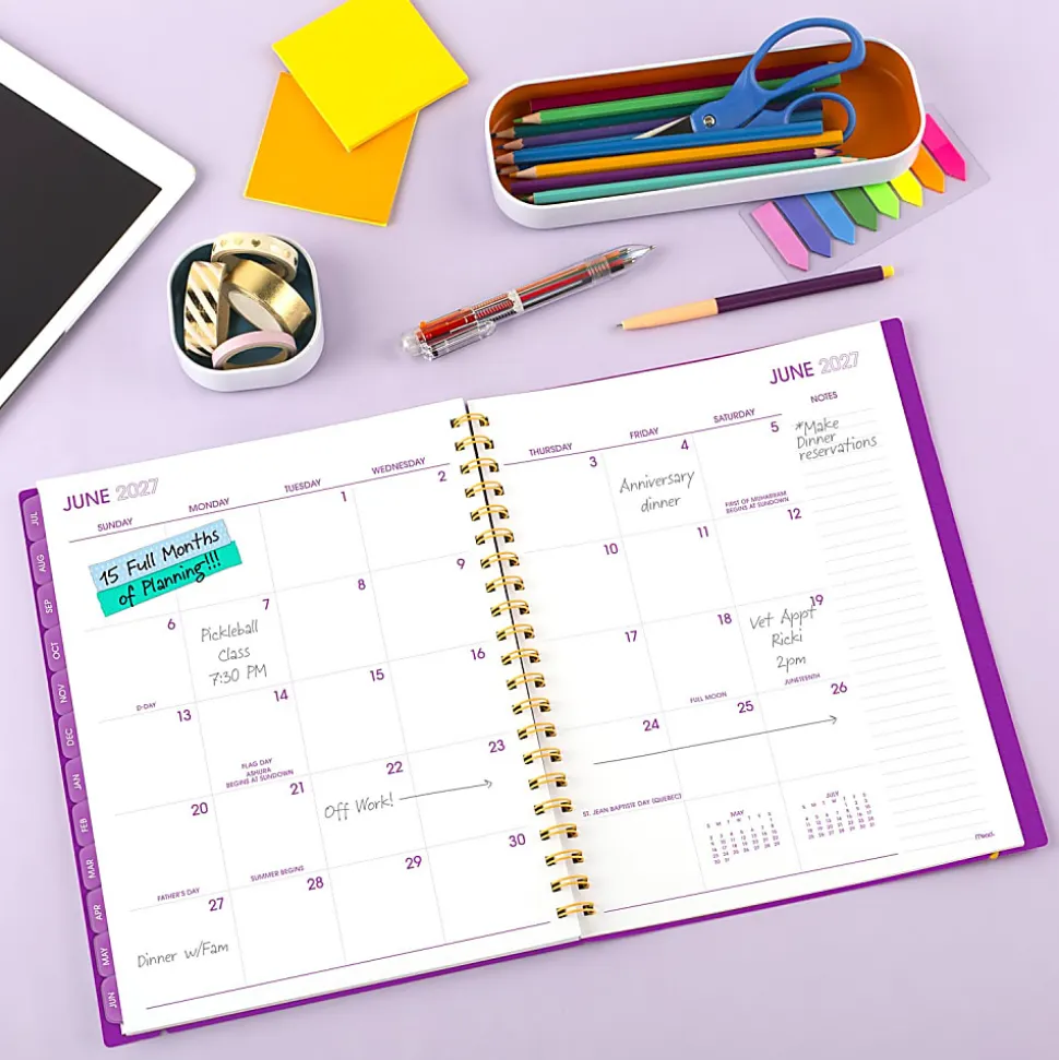 Mead® Color Pop Academic 2026-2027 Weekly Monthly Planner, Fuchsia, Large, 8 1/2" x 11"