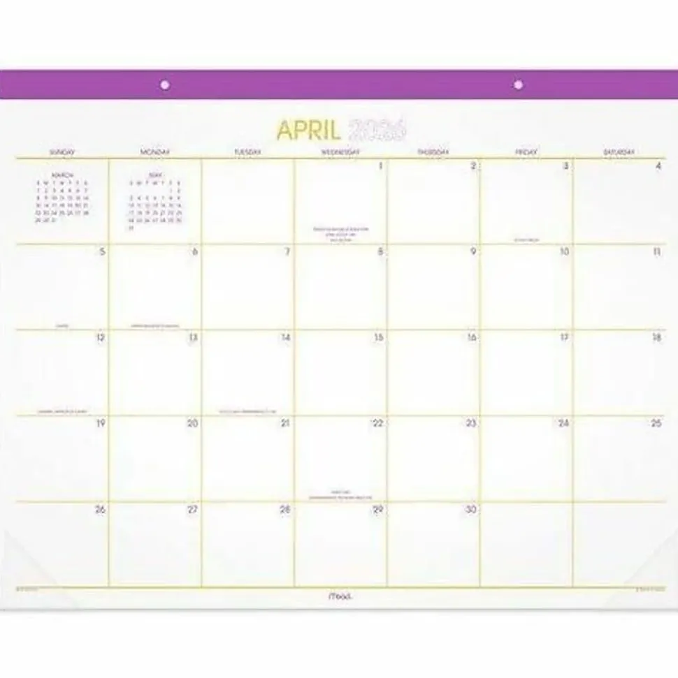 Mead® Color Pop 2026-2027 Monthly Desk Pad Calendar, Fuchsia, Standard, 17" x 21 3/4"