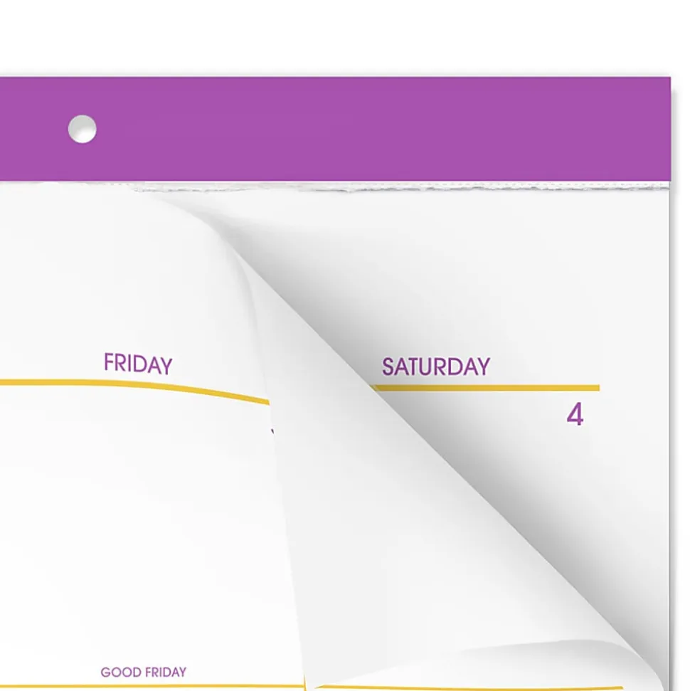 Mead® Color Pop 2026-2027 Monthly Desk Pad Calendar, Fuchsia, Standard, 17" x 21 3/4"