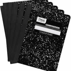 Mead® Composition Books, 7.5" x 9.75", College Ruled, 100 Sheets, Black Marble, Pack Of 12