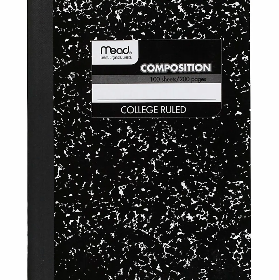 Mead® Composition Books, 7.5" x 9.75", College Ruled, 100 Sheets, Black Marble, Pack Of 12