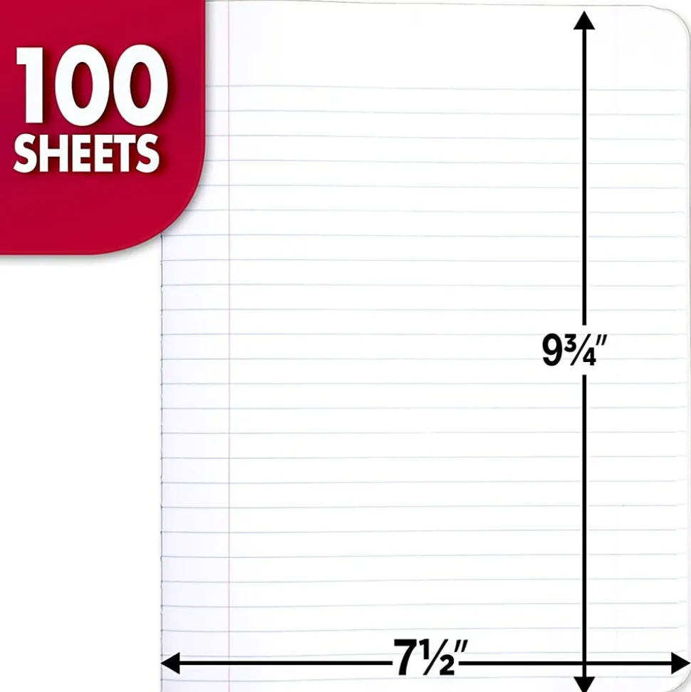 Mead® Composition Books, 7.5" x 9.75", Wide Ruled, 100 Sheets, Black Marble, Pack Of 12