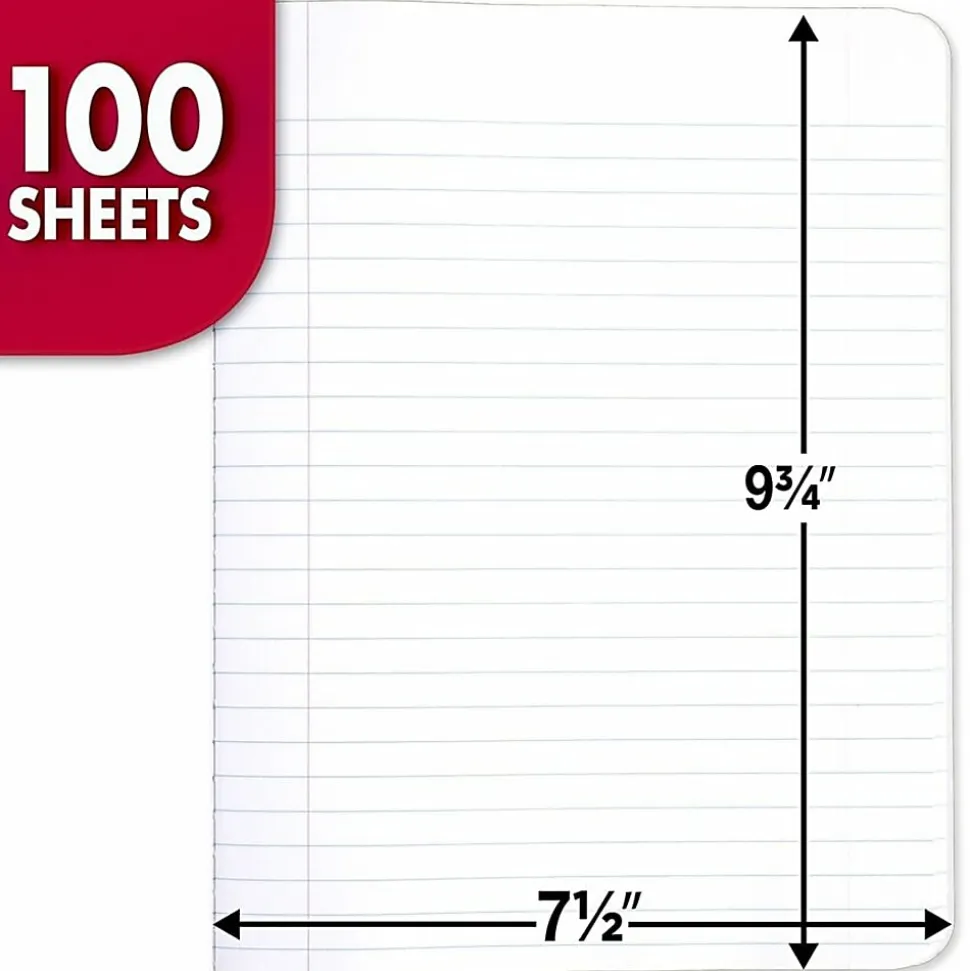 Mead® Composition Books, 7.5" x 9.75", Wide Ruled, 100 Sheets, Black Marble, Pack Of 12