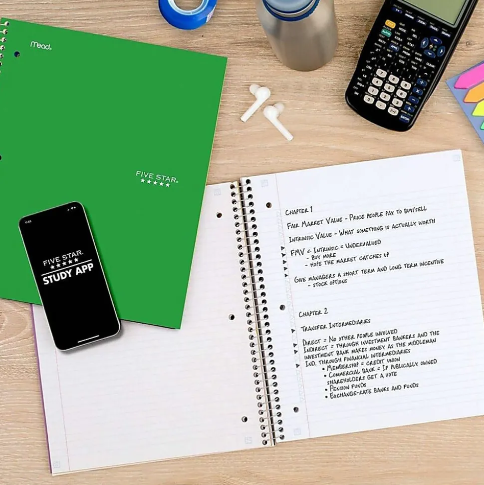 Mead Five Star Wirebound Notebook, 8 1/2" x 11", 150 Sheets, 3 Subject, College Ruled, Assorted Cover