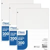 Mead® Notebook Filler Paper, 8" x 10-1/2", College Ruled, 200 Sheets Per Pack, Case Of 3 Packs