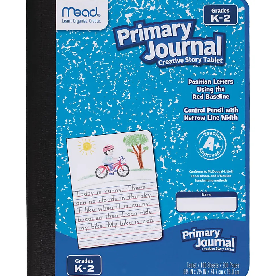 Mead® Primary Journals, 7-1/2" x 9-1/2", Half Page Ruled, 100 Sheets, Blue, Pack Of 6 Journals