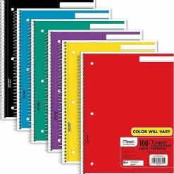 Mead® Spiral Notebooks, 1 Subject, College Ruled, 100 Sheets, Assorted, Pack Of 12