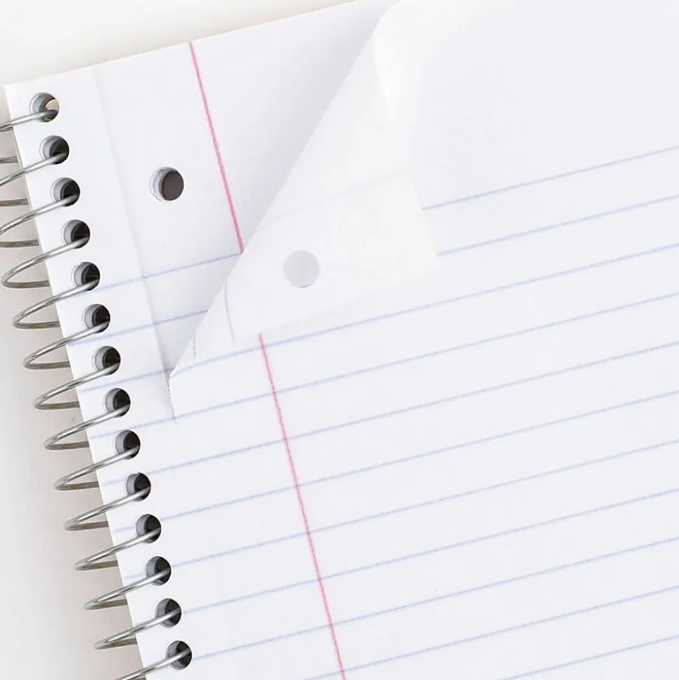 Mead® Spiral Notebooks, 8-1/2" x 10-1/2", 1 Subject, Wide Ruled, 70 Sheets, Assorted Colors, Pack Of 6 Notebooks