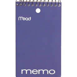 Mead Wirebound Memo Book - 60 Sheets - 120 Pages - Wire Bound - College Ruled Front Ruling - 3"x5" Sheet Size - 45354PK
