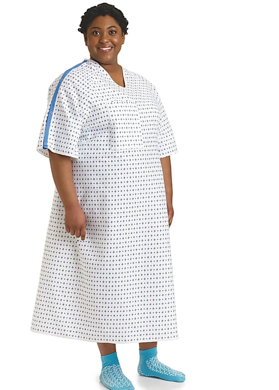 Medline Blue Collection IV Gowns, 66", Demure, Pack Of 12