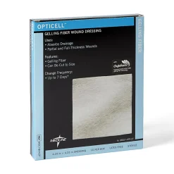 Medline Opticell Gelling Fiber Wound Dressings, 4 1/4" x 4 1/4", White, Pack Of 10