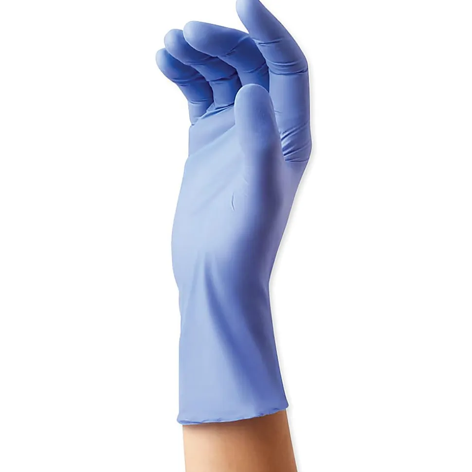 Medline SensiCare Ice Blue Nitrile Exam Gloves - 9.50" Glove - Medium Size - Dark Blue - Comfortable, Chemical Resistant, Latex, 250/PK