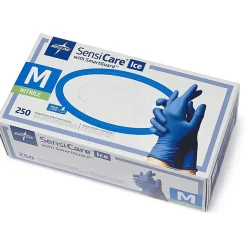 Medline SensiCare Ice Blue Nitrile Exam Gloves - 9.50