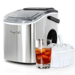 MegaChef Countertop Automatic Nugget Ice Maker With Handle, White