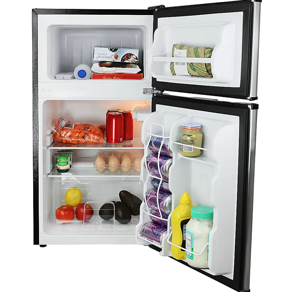 MegaChef 3.2 Cu. Ft. 2-Door Refrigerator/Freezer, Silver