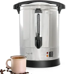 MegaChef 100-Cup Stainless Steel Urn-Style Coffee Maker, Silver