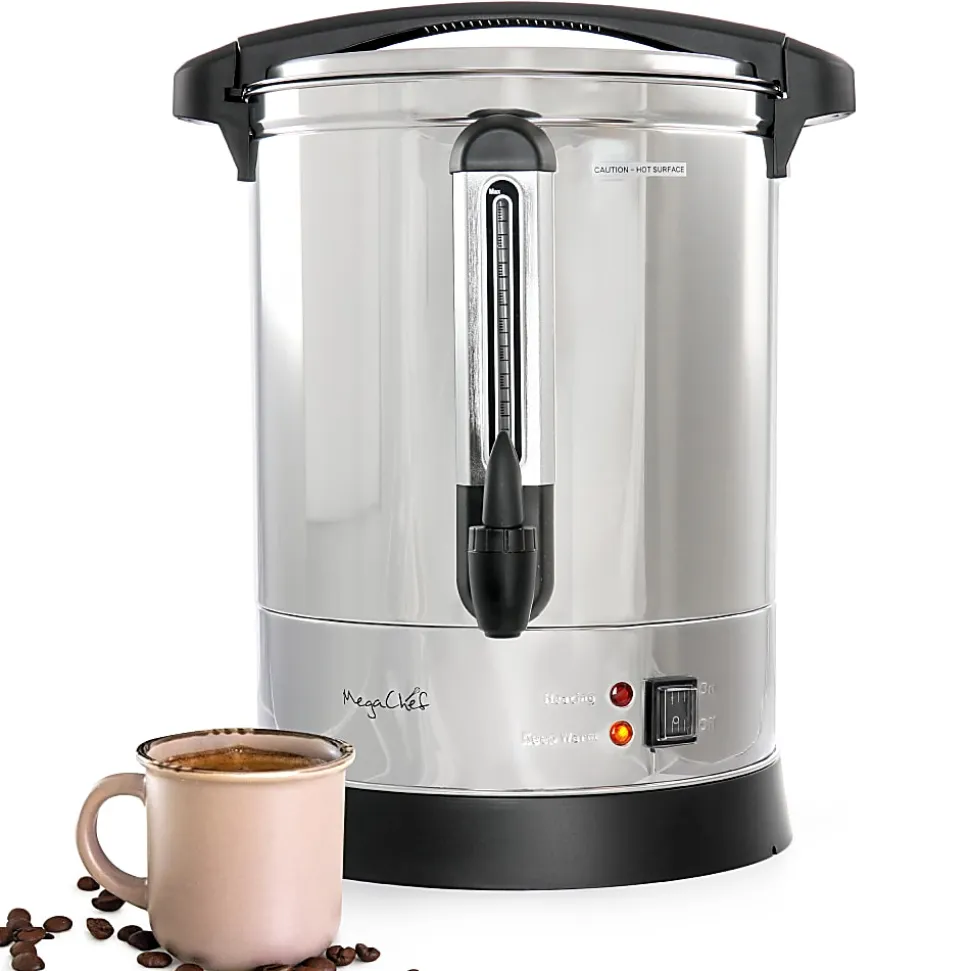 MegaChef 100-Cup Stainless Steel Urn-Style Coffee Maker, Silver