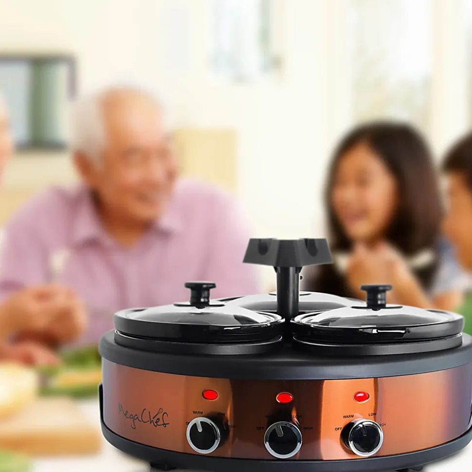 MegaChef 1.5-Quart Slow Cooker, Brushed Copper/Black