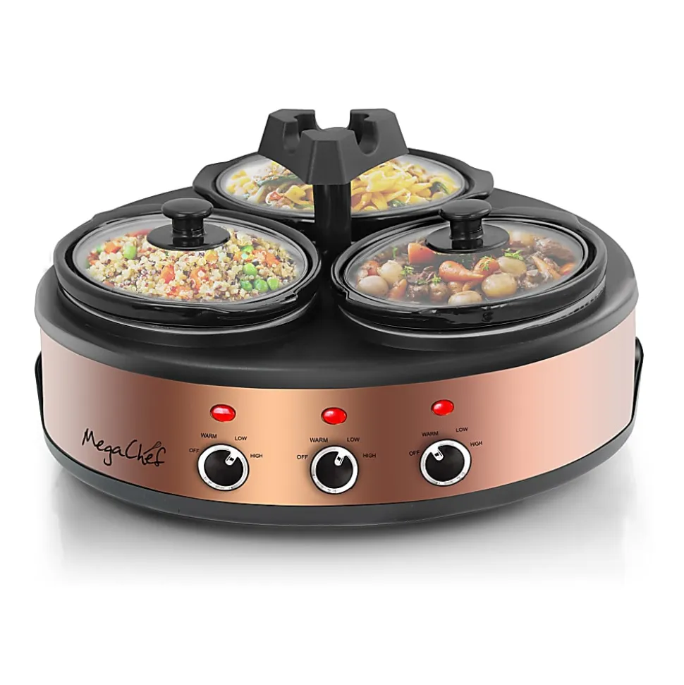 MegaChef 1.5-Quart Slow Cooker, Brushed Copper/Black