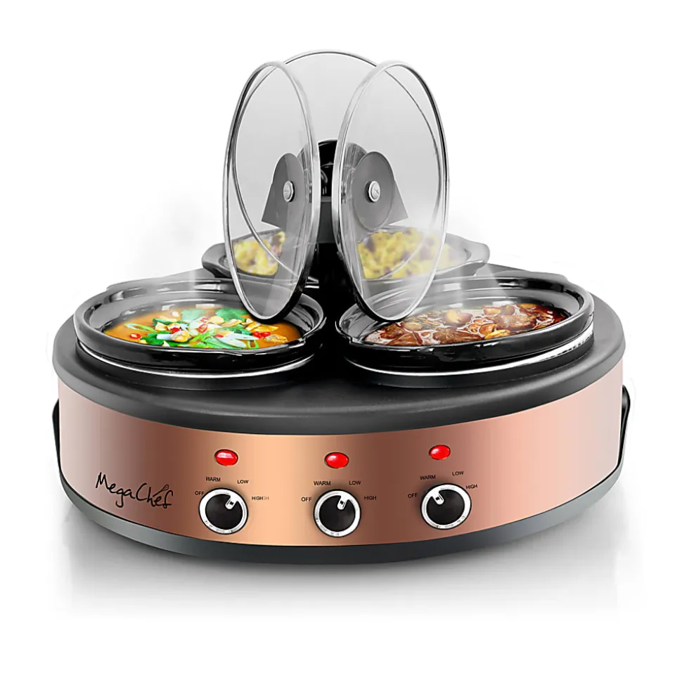 MegaChef 1.5-Quart Slow Cooker, Brushed Copper/Black