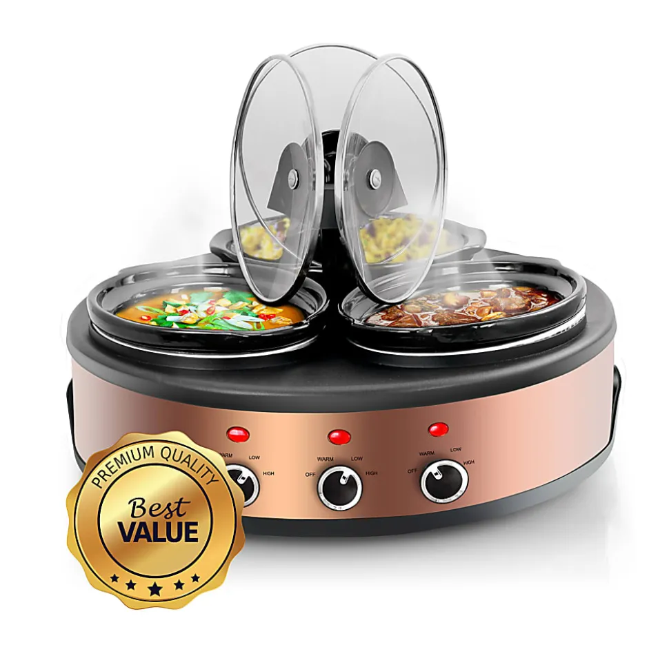 MegaChef 1.5-Quart Slow Cooker, Brushed Copper/Black