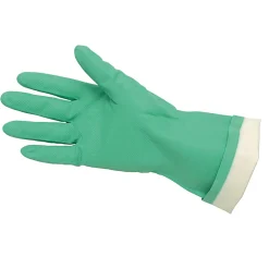 Memphis Flock-Lined Nitrile Gloves, Green, One Size Fits All, 12 Pairs