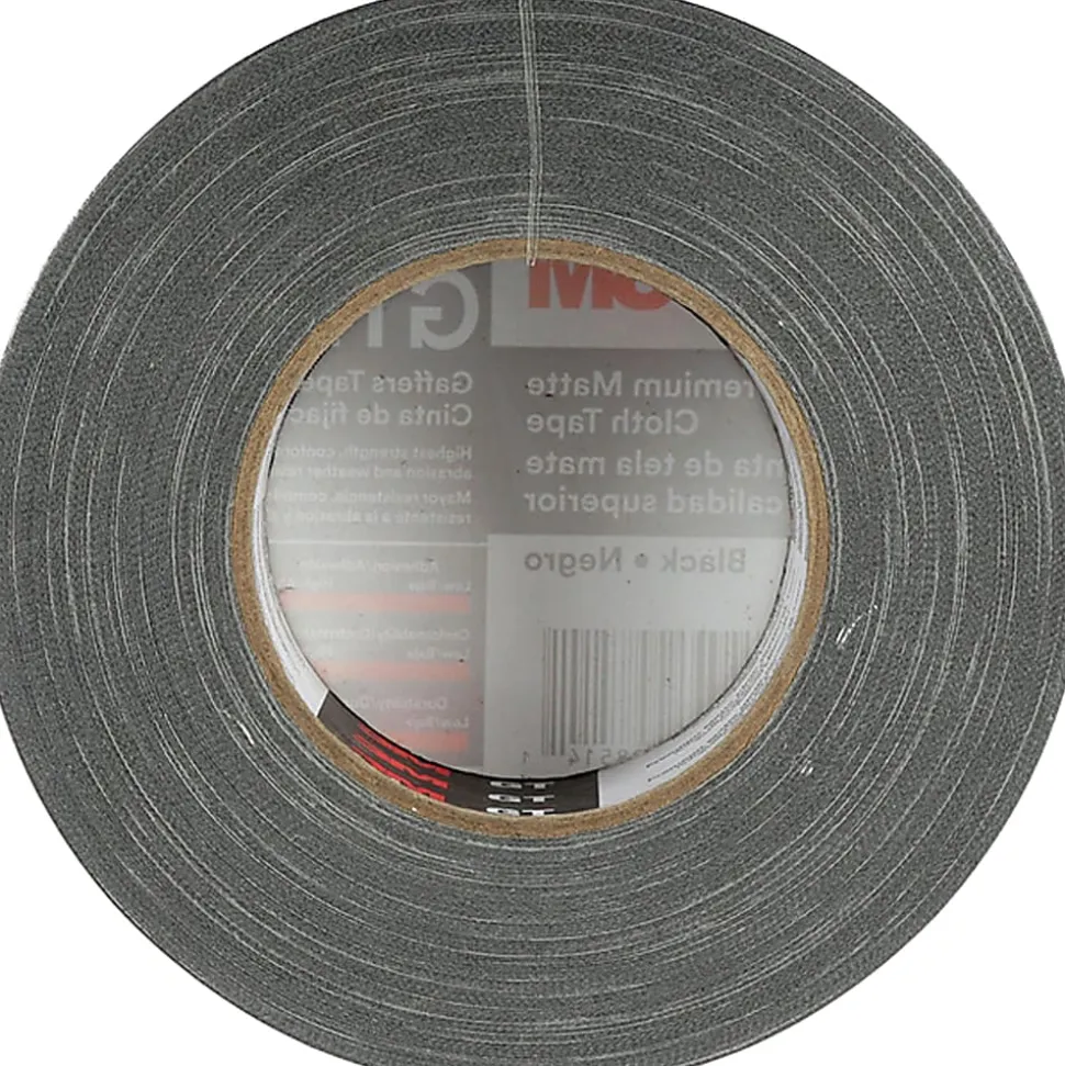 3M Gaffers Cloth Tape - 54.60 yd Length x 1.90" Width x 11 mil Thickness - Black - Vinyl - 1 Roll