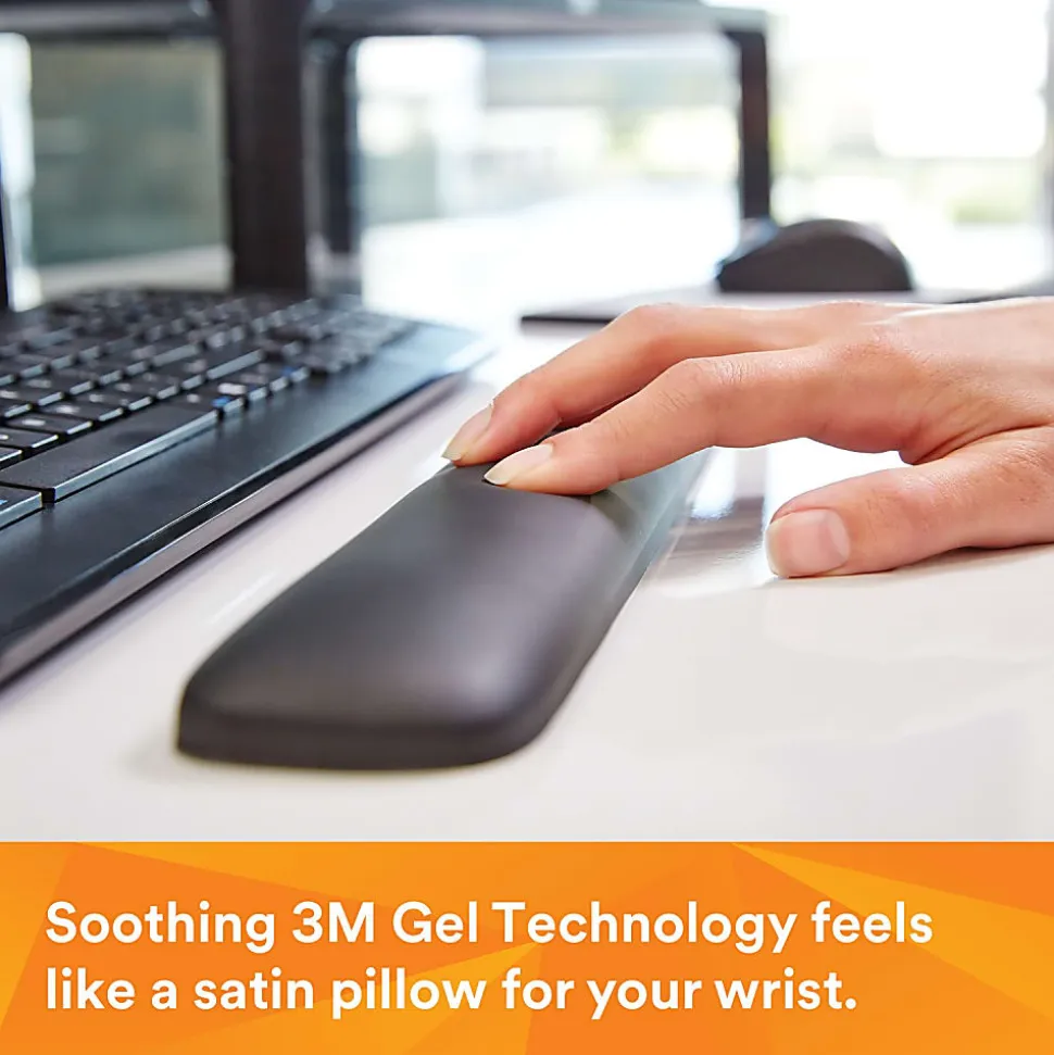 3M™ Gel Wrist Rest for Keyboards, Soothing Gel Technology For Comfort And Support, 19" Wide, Black