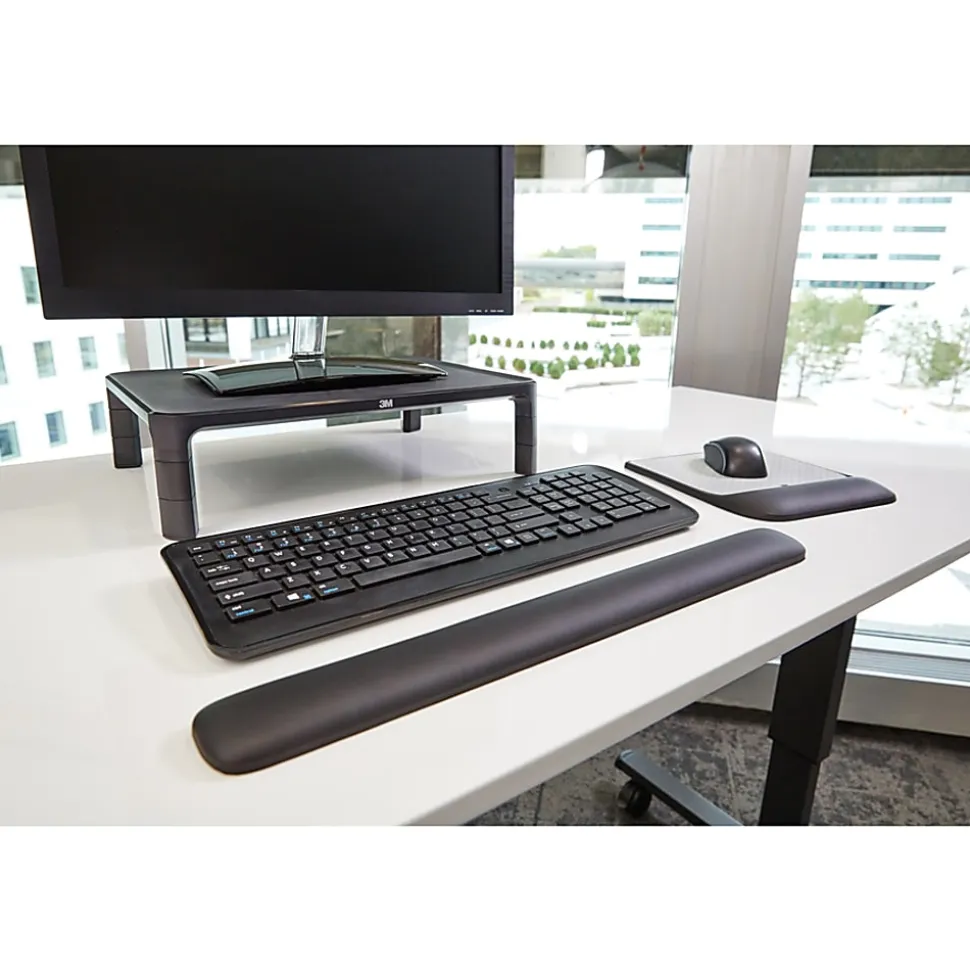 3M™ Gel Wrist Rest for Keyboards, Soothing Gel Technology For Comfort And Support, 19" Wide, Black