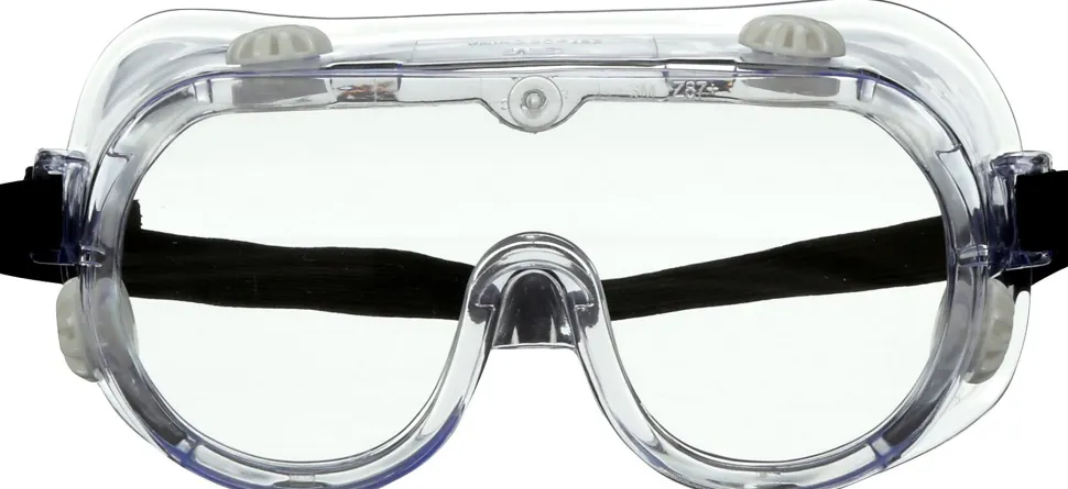 3M Goggle Chemical Splash, 1 Pack of Safety Goggles, Black Strap, Clear Lens