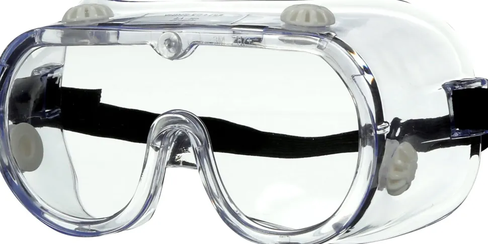 3M Goggle Chemical Splash, 1 Pack of Safety Goggles, Black Strap, Clear Lens